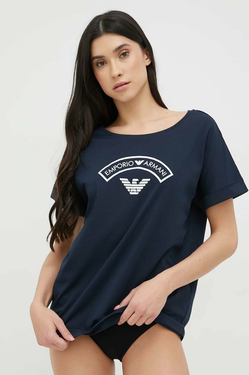 Bavlněné tričko Emporio Armani Underwear tmavomodrá barva - námořnická modř -  100 % Organická 