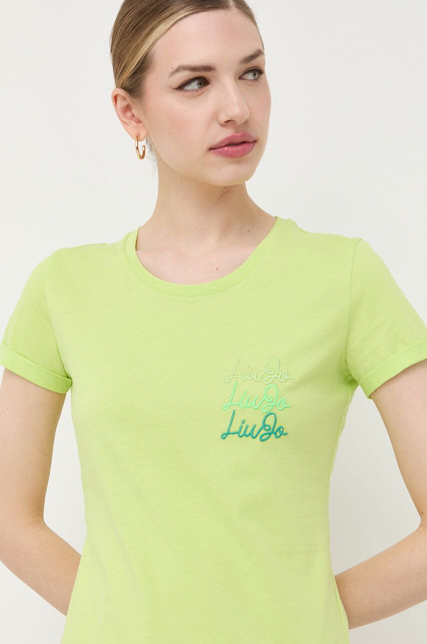 Bavlněné tričko Liu Jo zelená barva - zelená -  100 % Bavlna