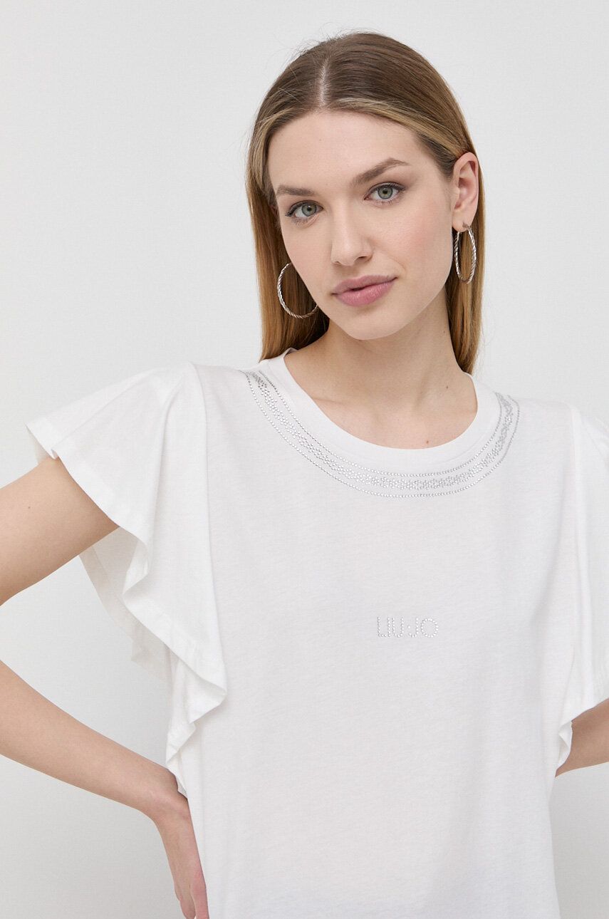 Bavlněné tričko Liu Jo béžová barva - béžová -  100 % Bavlna