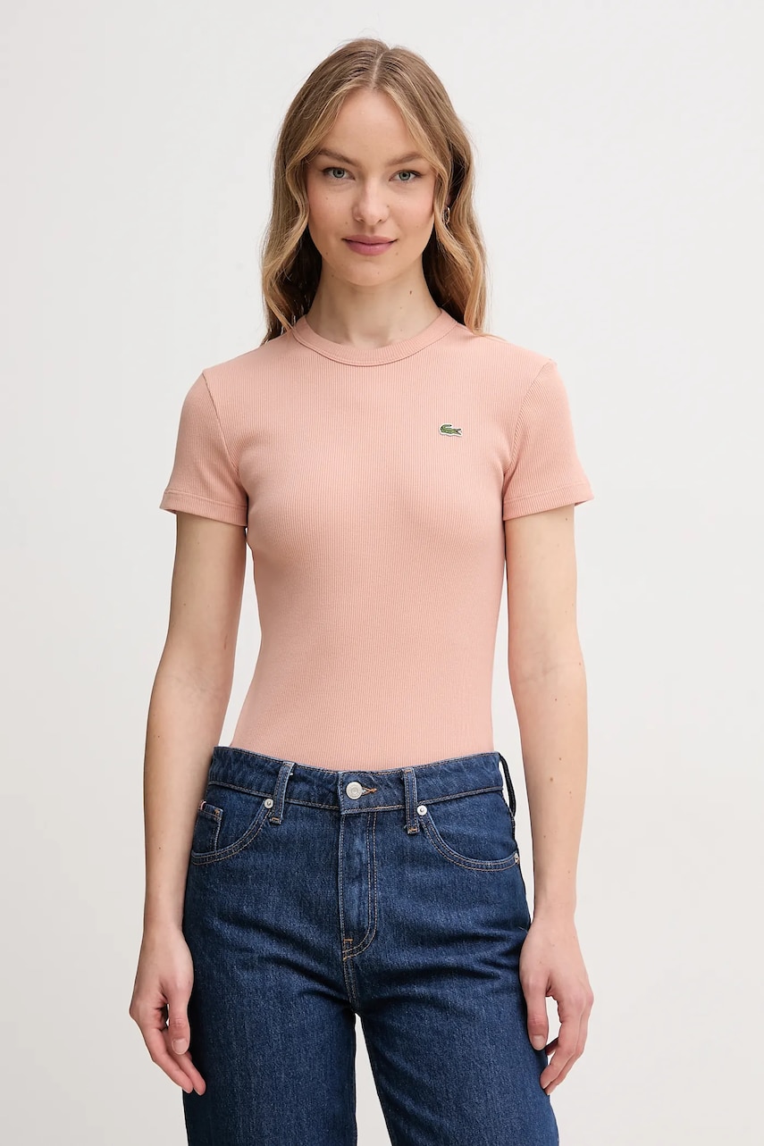 Lacoste tricou din bumbac culoarea roz