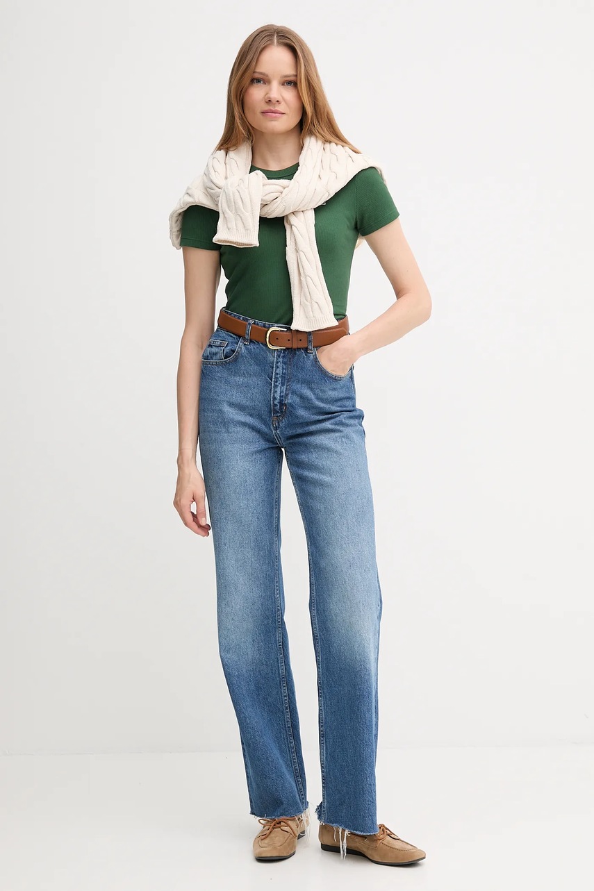 Хлопковая футболка Lacoste цвет синий TF5538