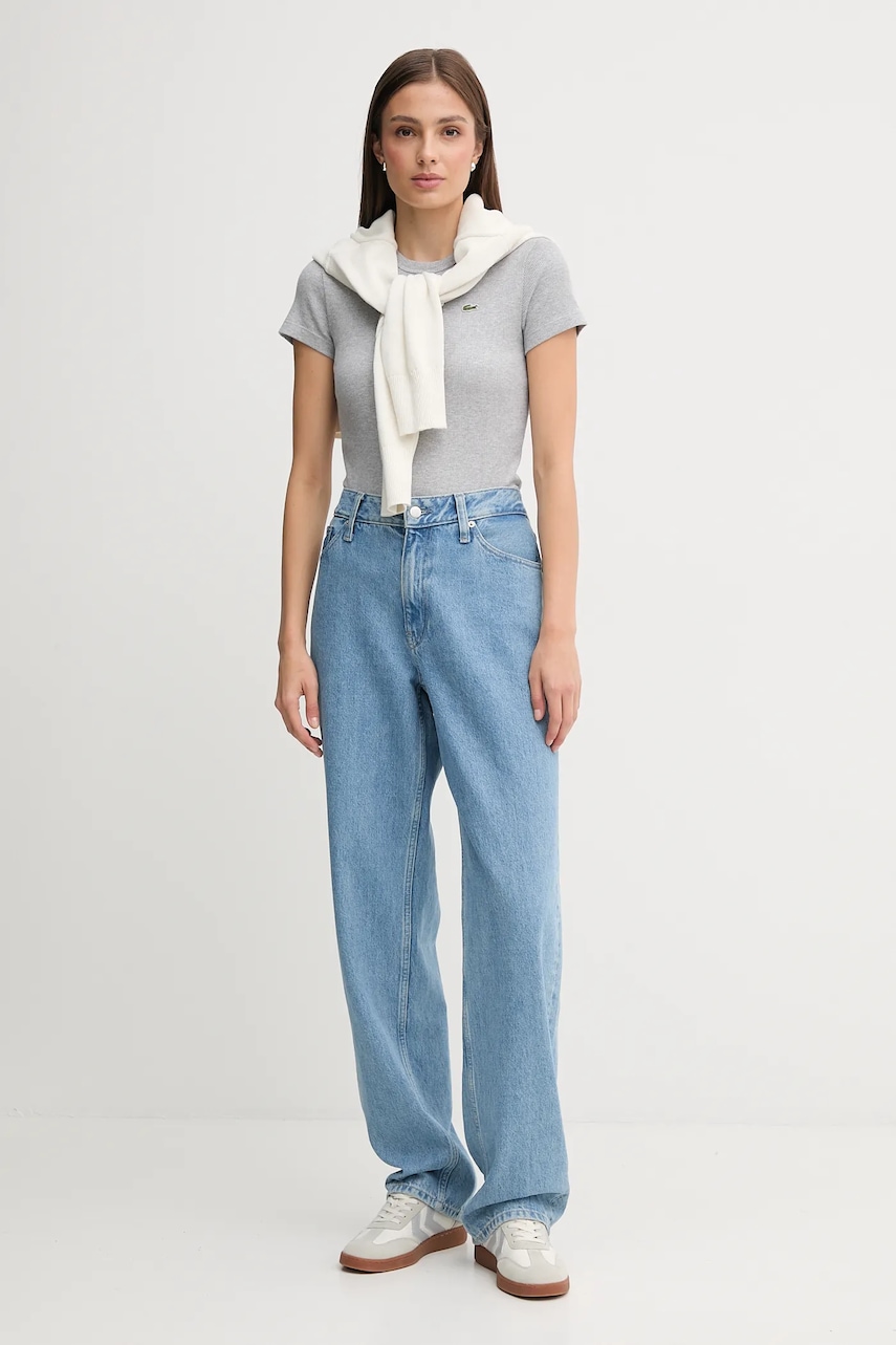 Хлопковая футболка Lacoste цвет синий TF5538