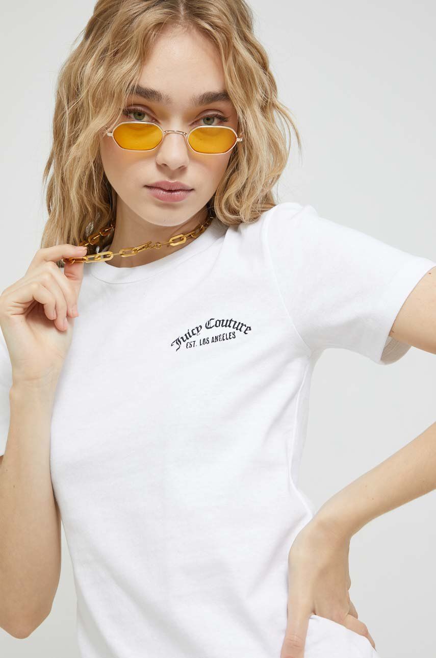 Juicy Couture tricou din bumbac culoarea alb