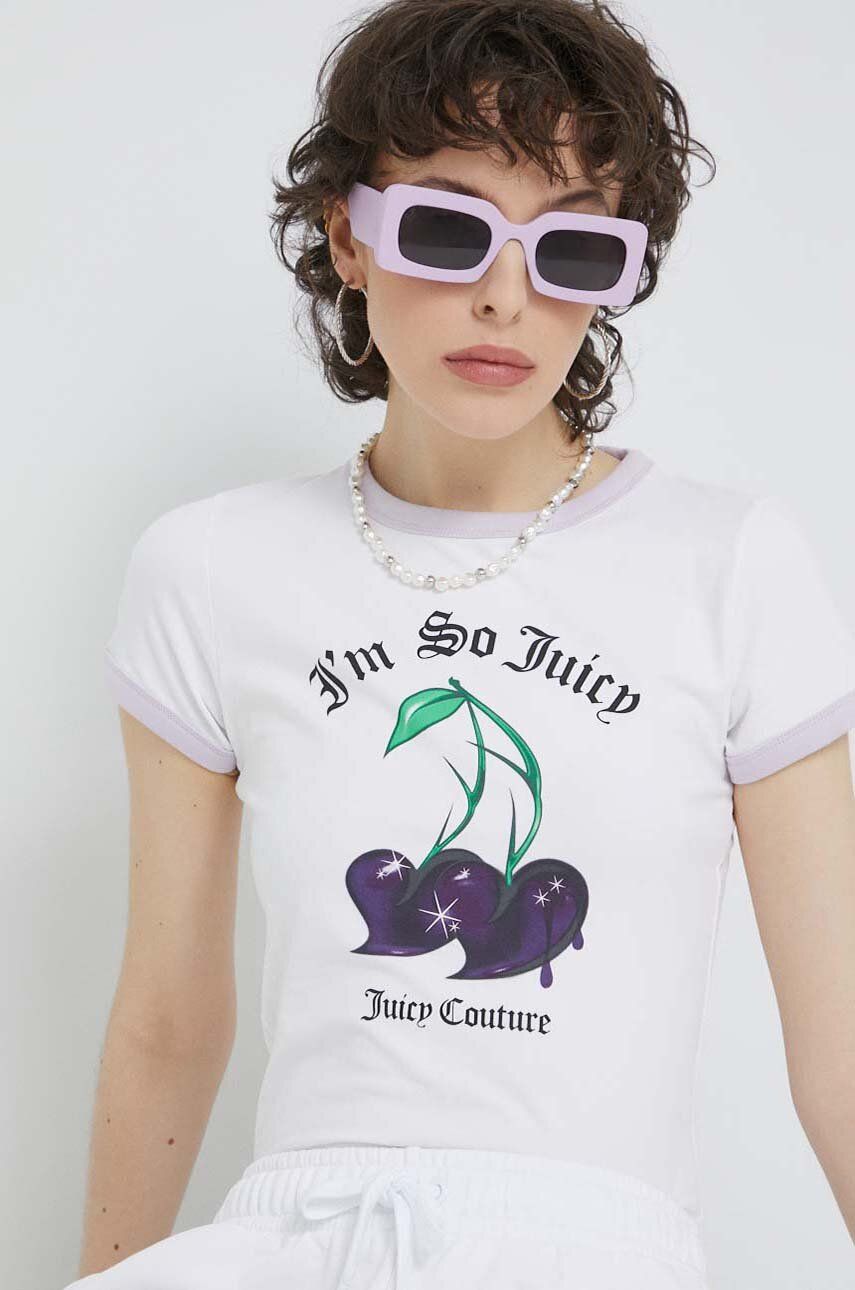 Juicy Couture tricou femei, culoarea alb alb