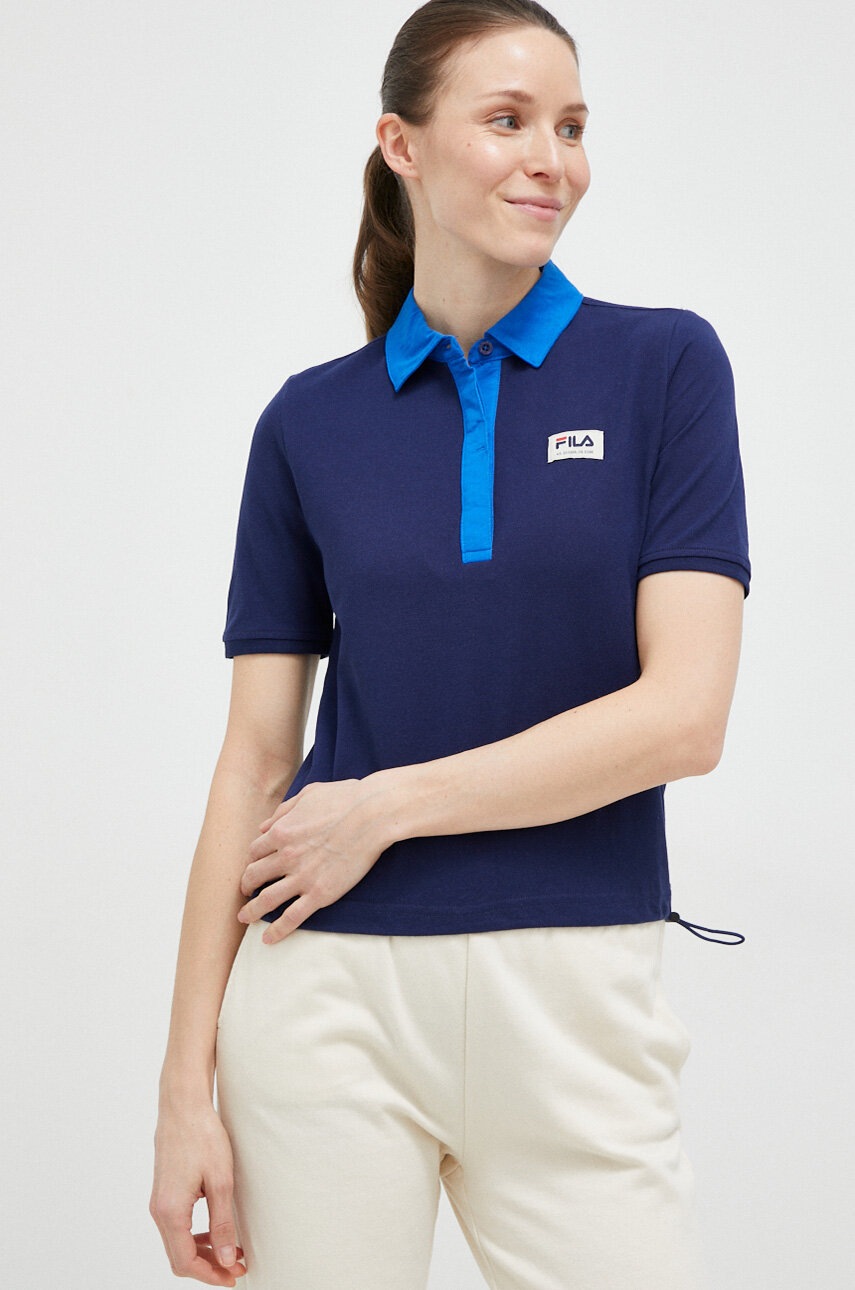 Βαμβακερό μπλουζάκι πόλο Fila χρώμα: ναυτικό μπλε φωτογραφία