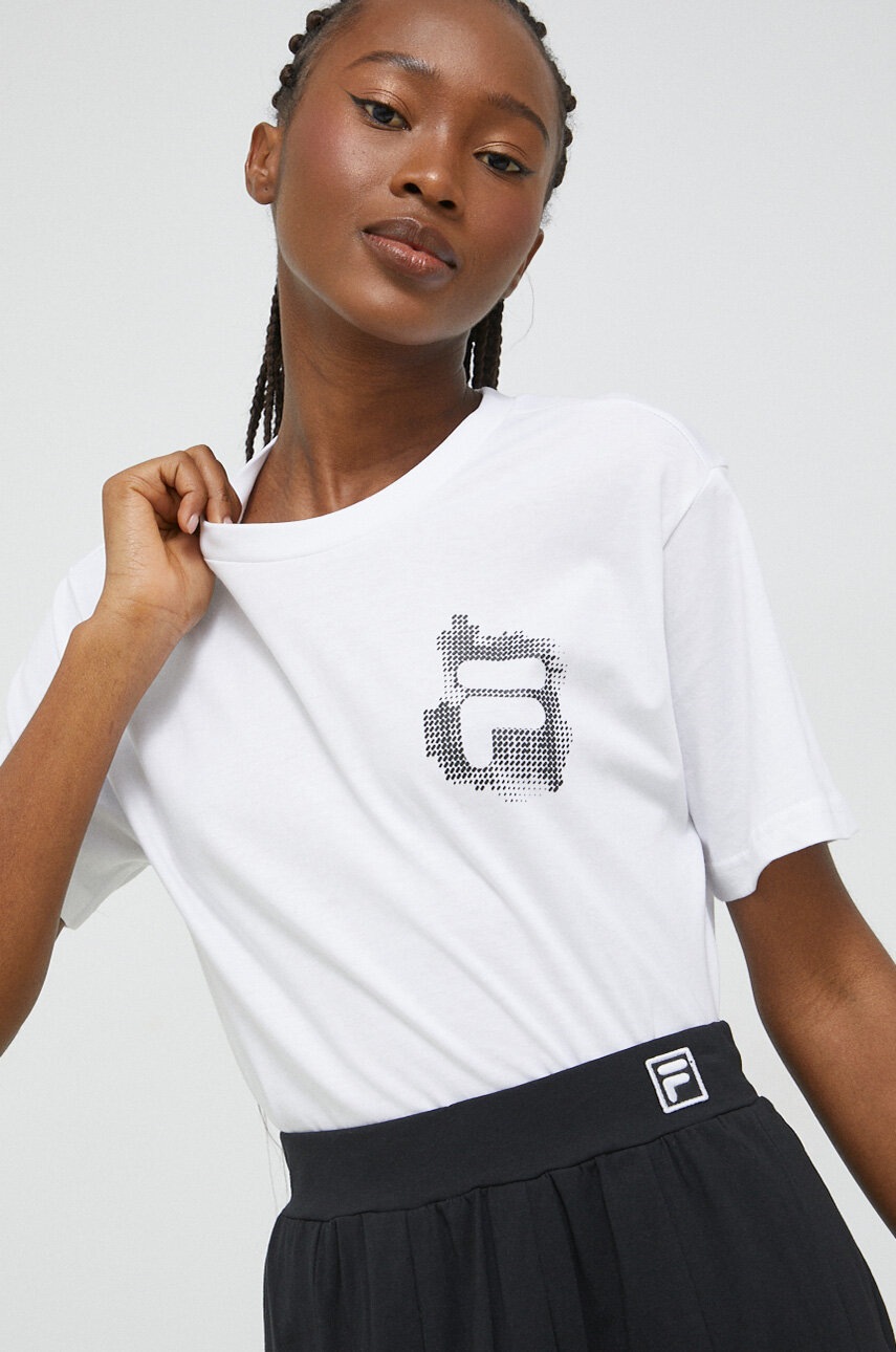 

Хлопковая футболка Fila цвет белый