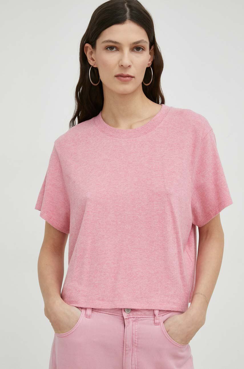 Levně Tričko American Vintage růžová barva