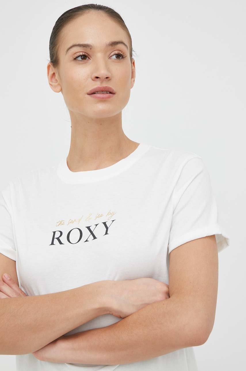 

Памучна тениска Roxy в бяло, Бял