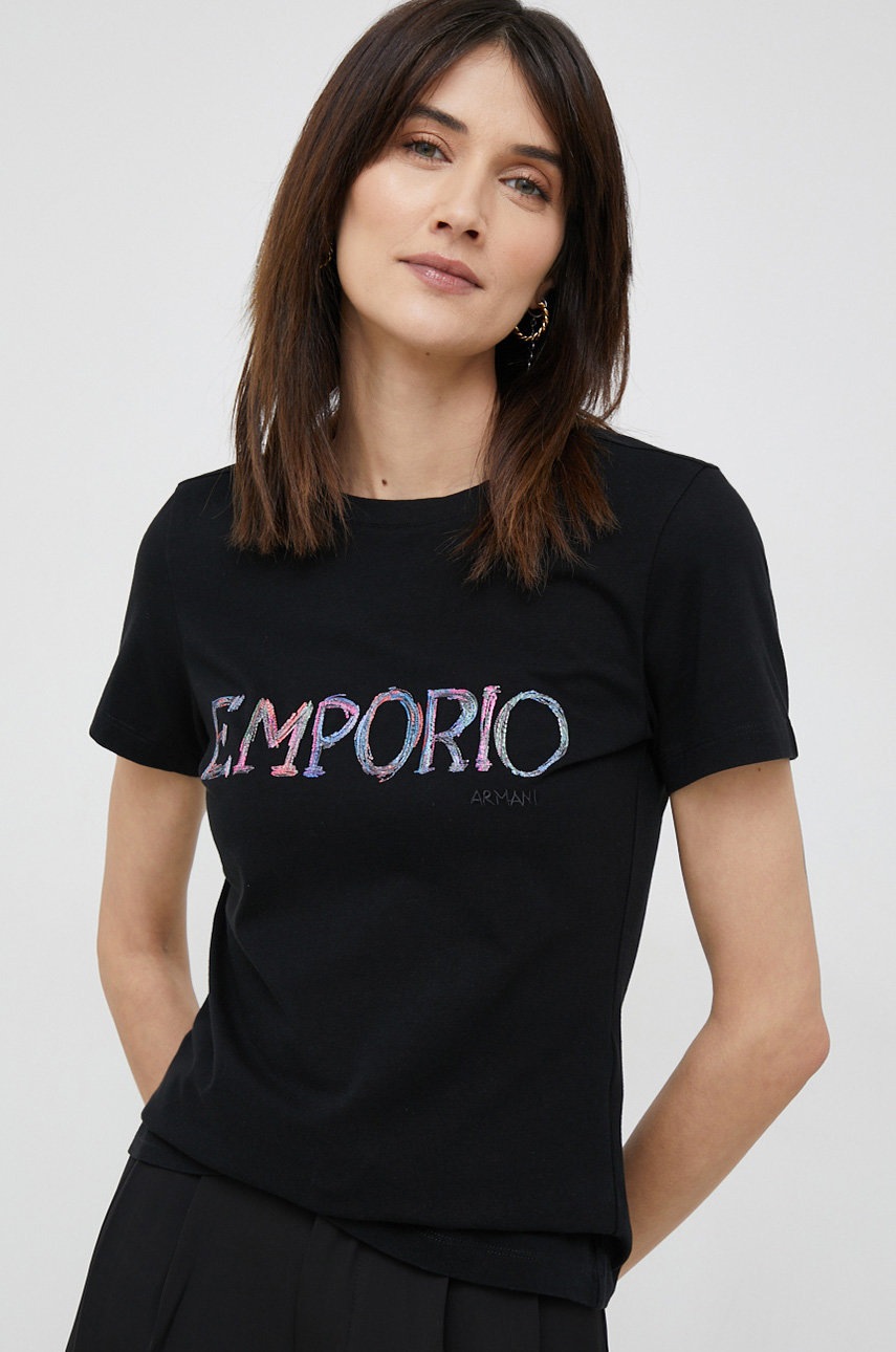 

Тениска Emporio Armani в черно, Черен