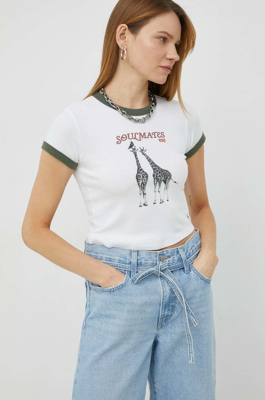 

Памучна тениска Levi's в бяло, Бял