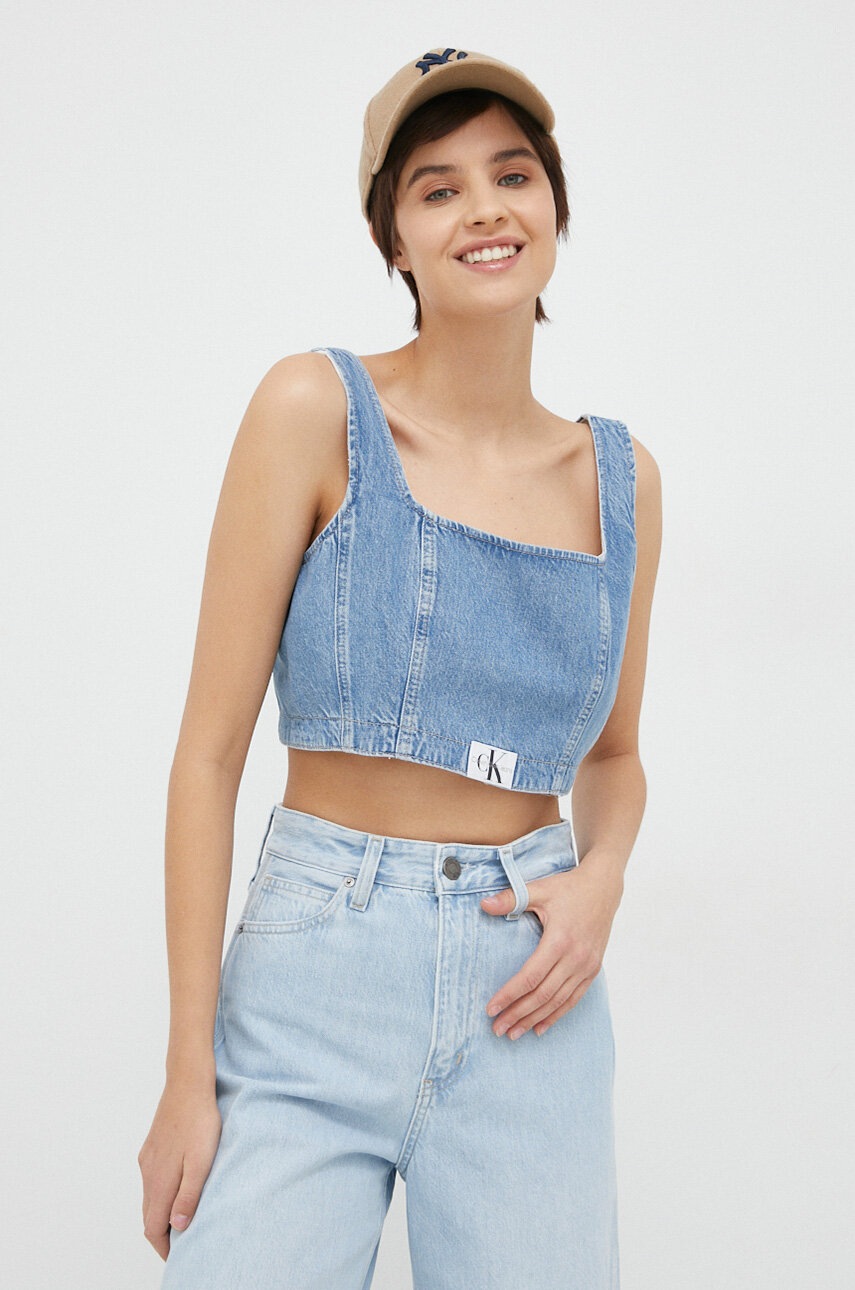 

Дънков топ Calvin Klein Jeans в синьо, Син