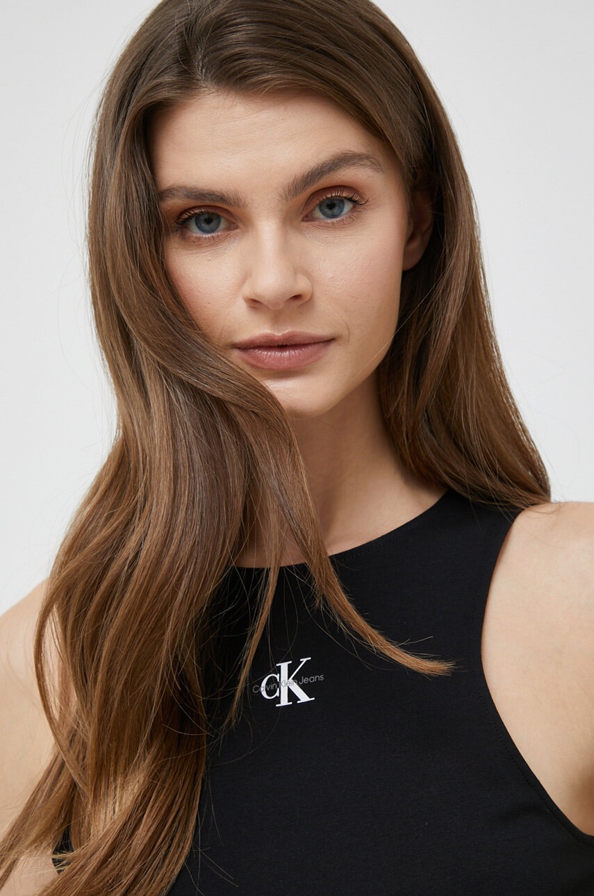 

Топ Calvin Klein Jeans дамски в черно, Черен