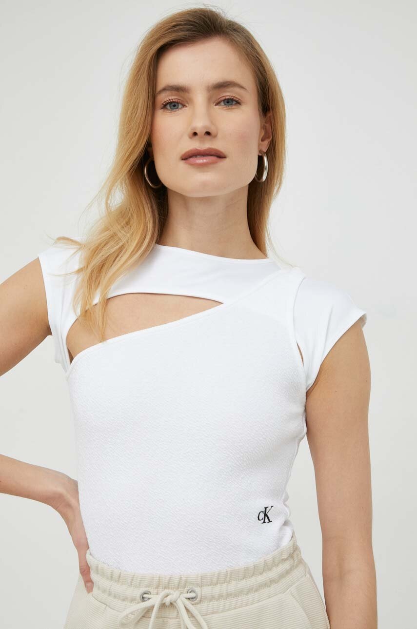 

Топ Calvin Klein Jeans дамски в бяло, Бял