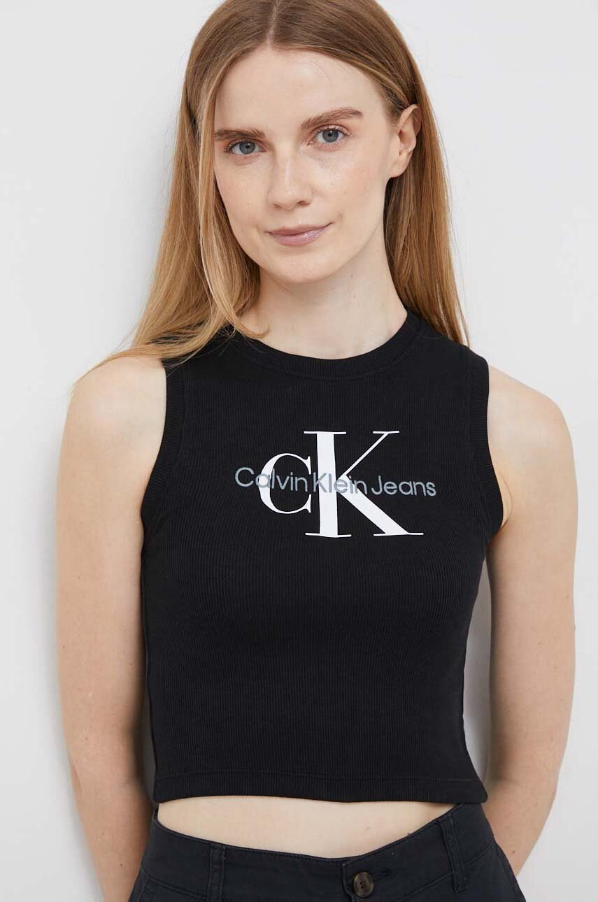 

Топ Calvin Klein Jeans дамски в черно, Черен