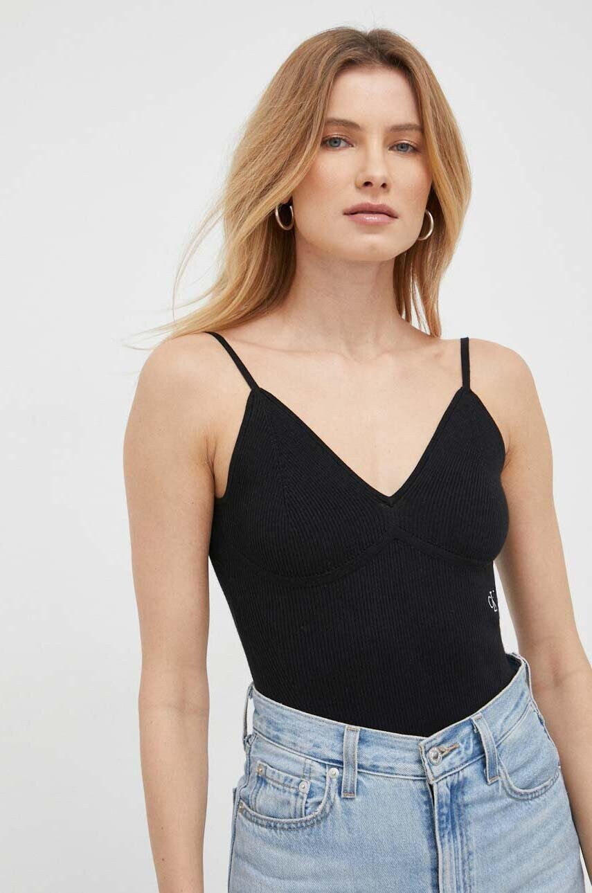 Levně Body Calvin Klein Jeans dámské, černá barva