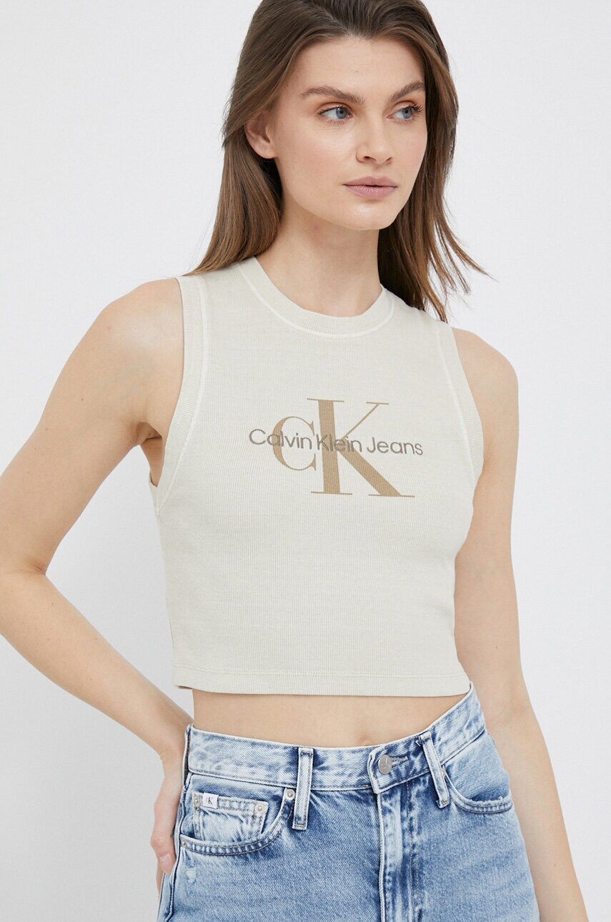 

Топ Calvin Klein Jeans дамски в бежово, Бежов