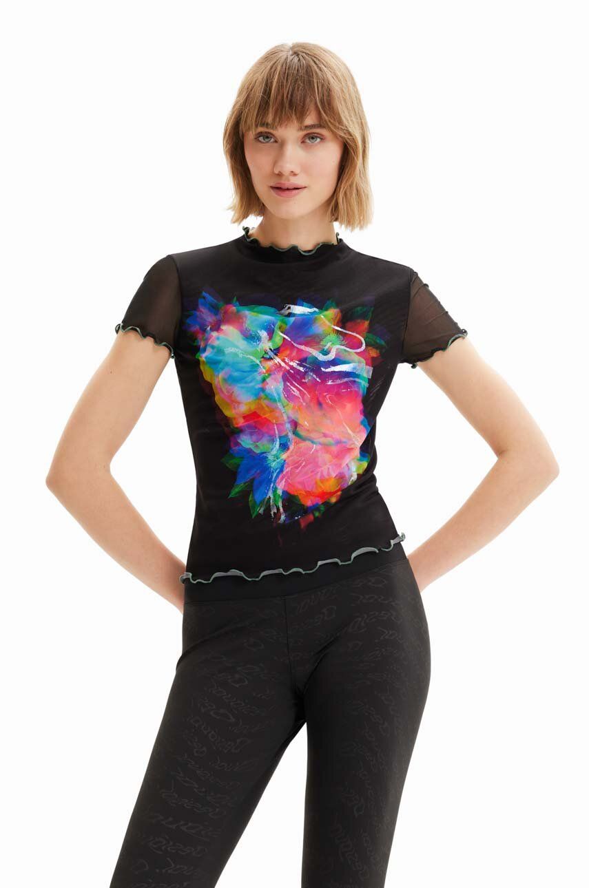 Desigual tricou femei, culoarea negru