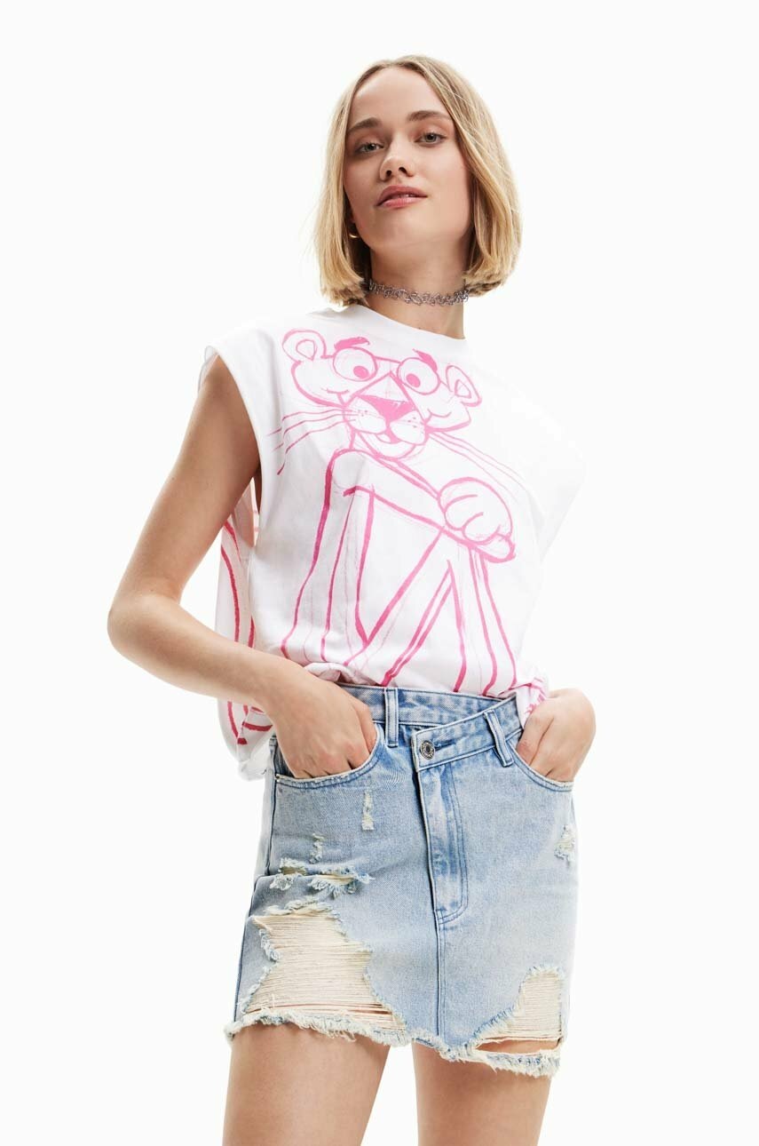 

Хлопковая футболка Desigual цвет белый
