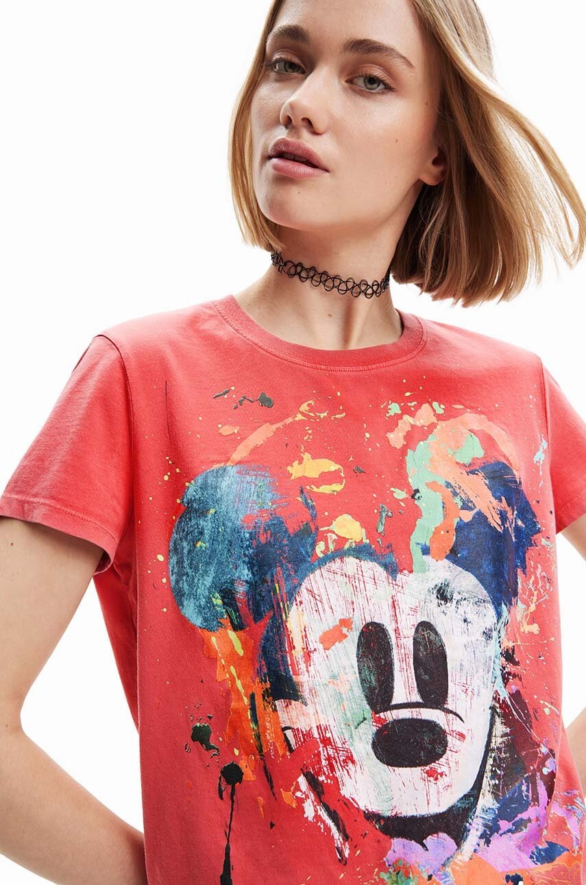 

Хлопковая футболка Desigual цвет красный
