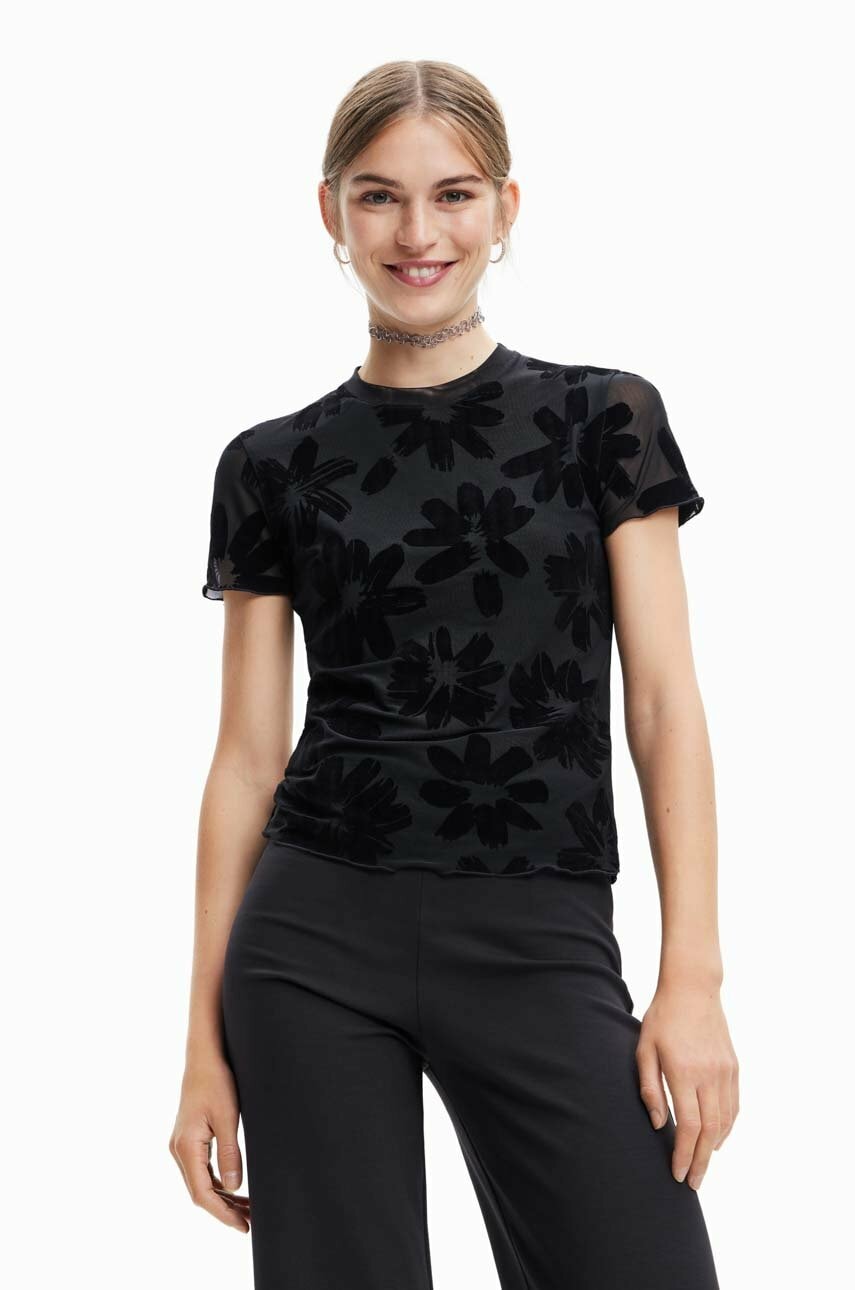 Desigual tricou femei, culoarea negru