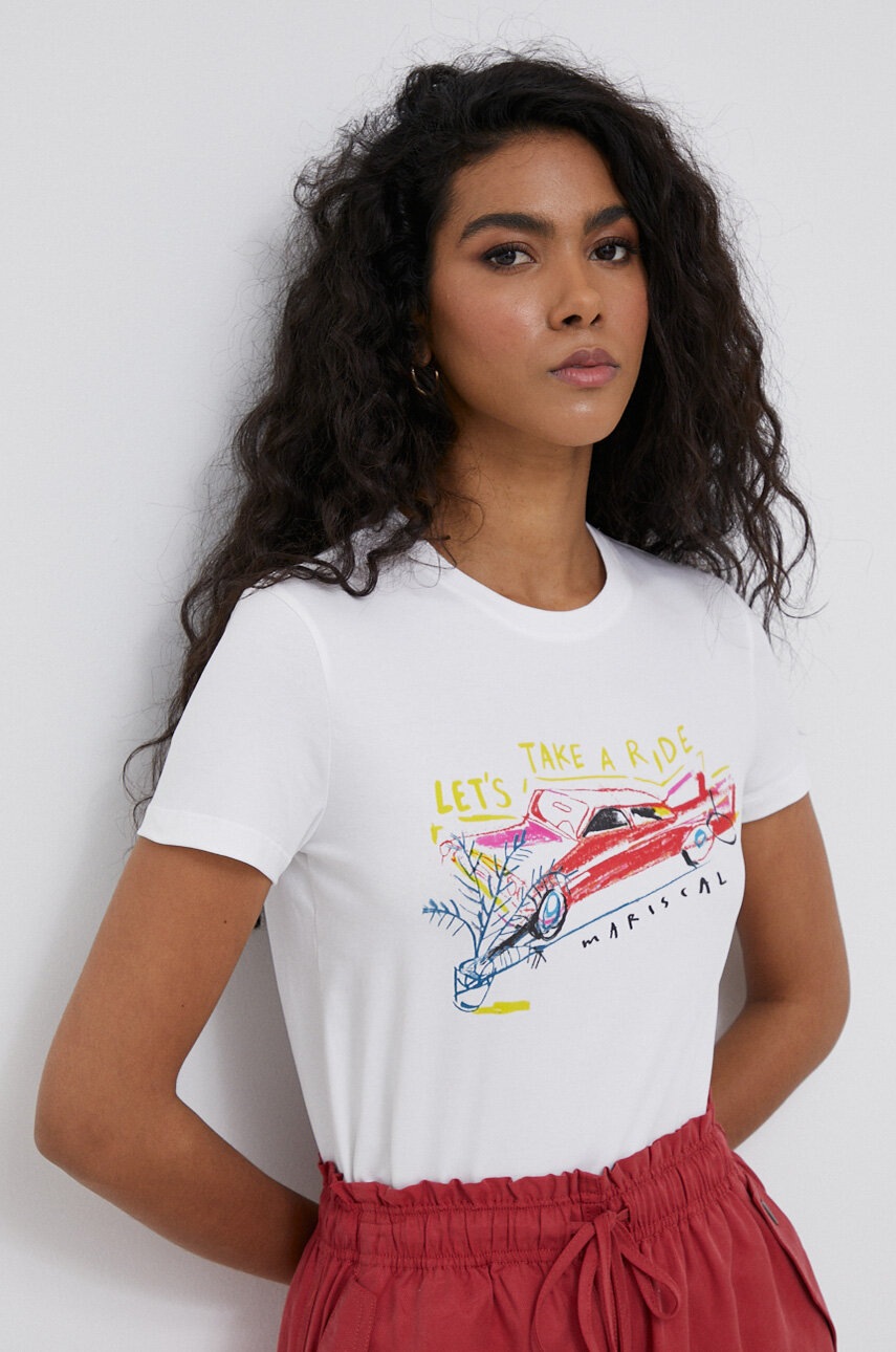 

Тениска Desigual в бяло, Бял