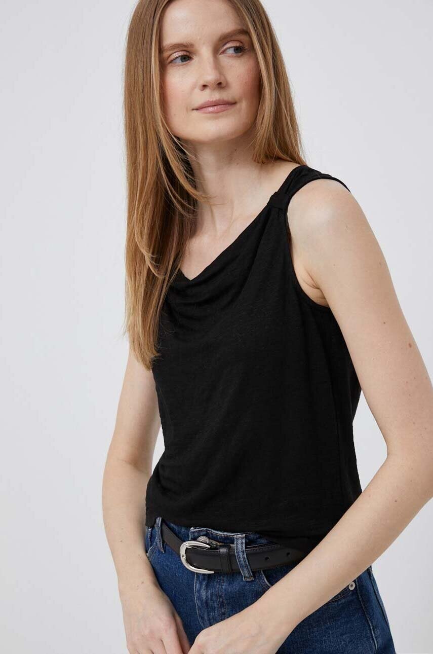 

Льняной топ Pennyblack Rullante цвет чёрный