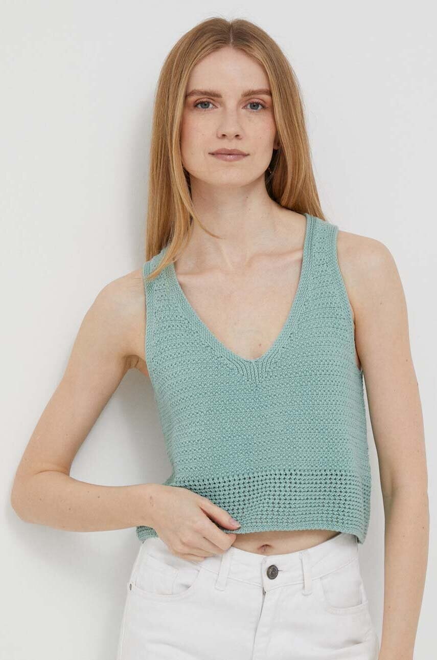 Sisley top din bumbac culoarea verde