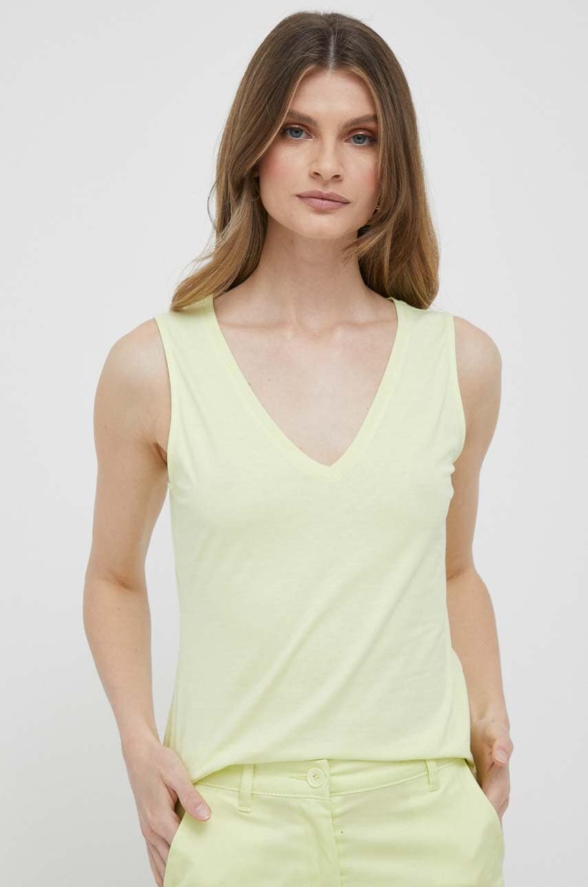 Sisley top din bumbac culoarea galben
