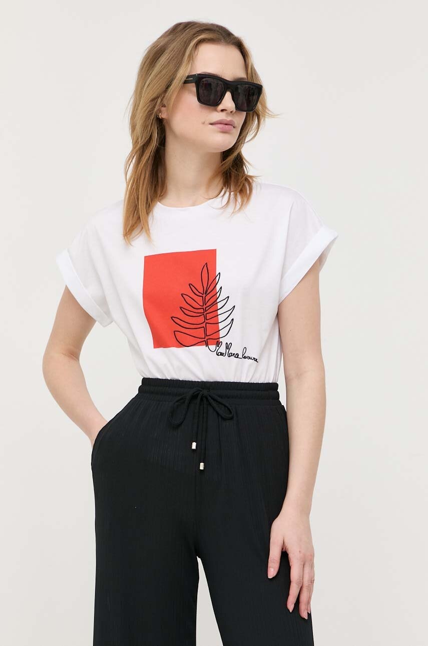 Max mara leisure tricou din bumbac culoarea alb