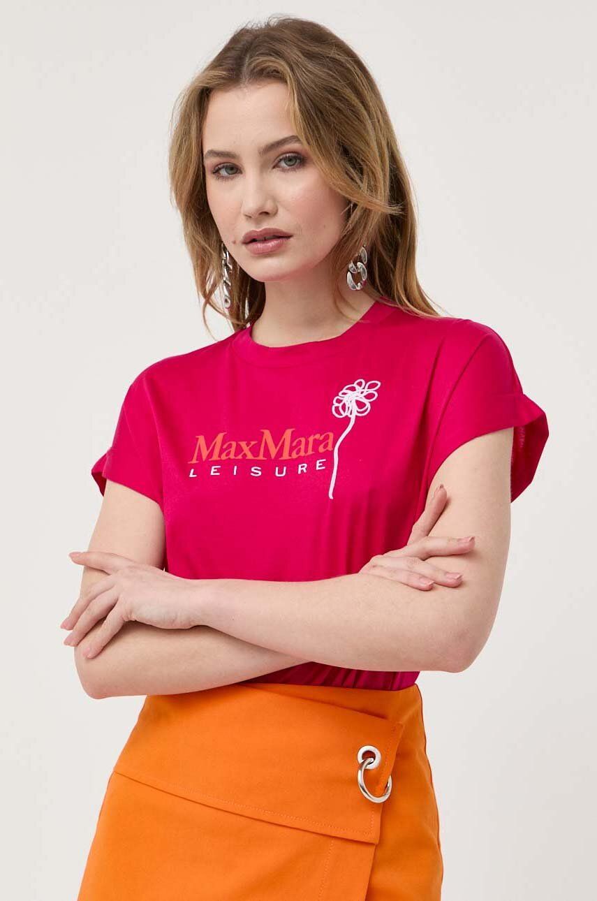 Max Mara Leisure tricou din bumbac culoarea roz Pret Mic answear.ro imagine noua gjx.ro