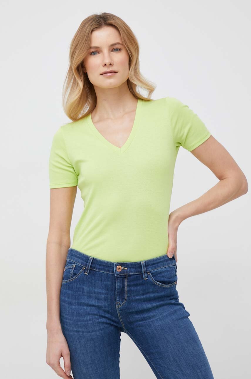 

Памучна тениска United Colors of Benetton в зелено, Зелен