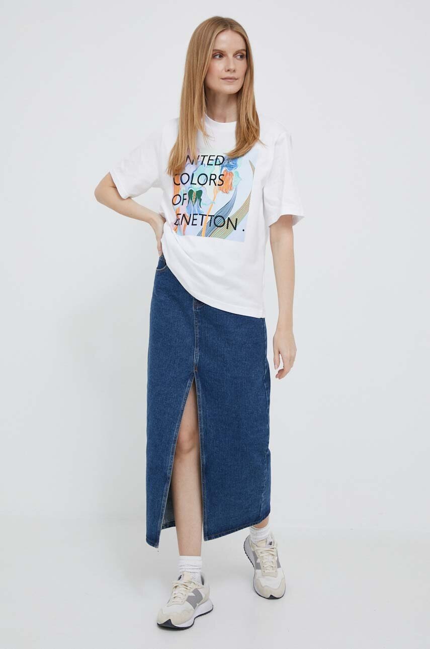 

Хлопковая футболка United Colors of Benetton цвет белый