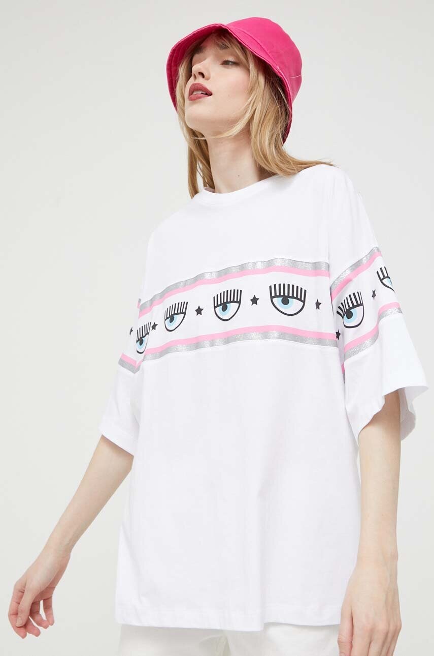 

Хлопковая футболка Chiara Ferragni Maxi Logomania цвет белый