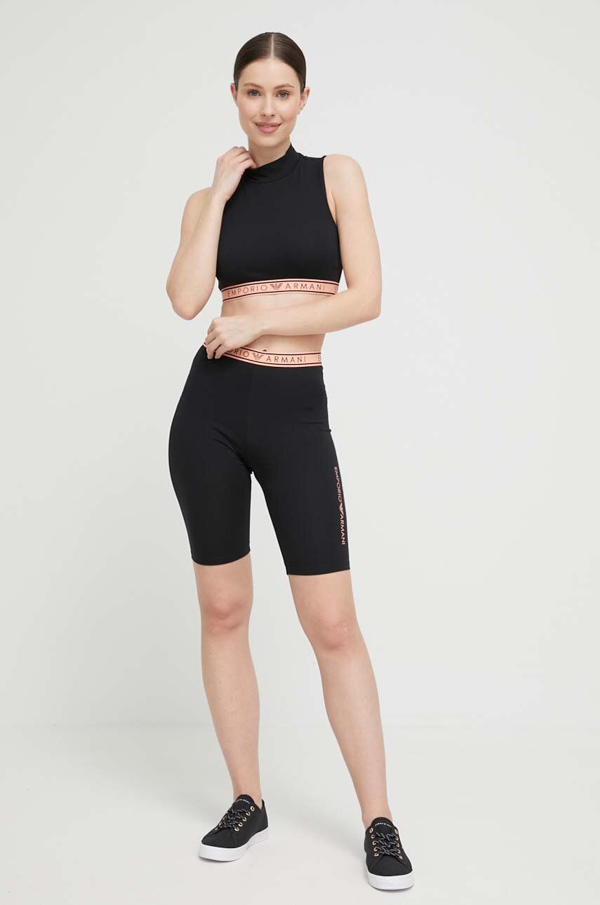 Top Emporio Armani Underwear dámský, černá barva, s pologolfem - černá -  Hlavní materiál: 95 %
