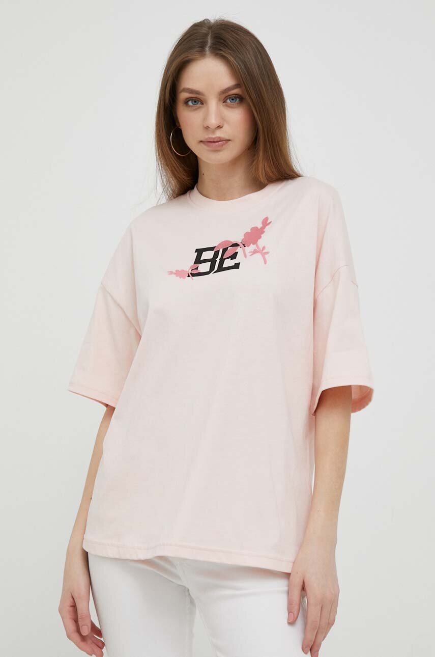 

Хлопковая футболка United Colors of Benetton цвет розовый