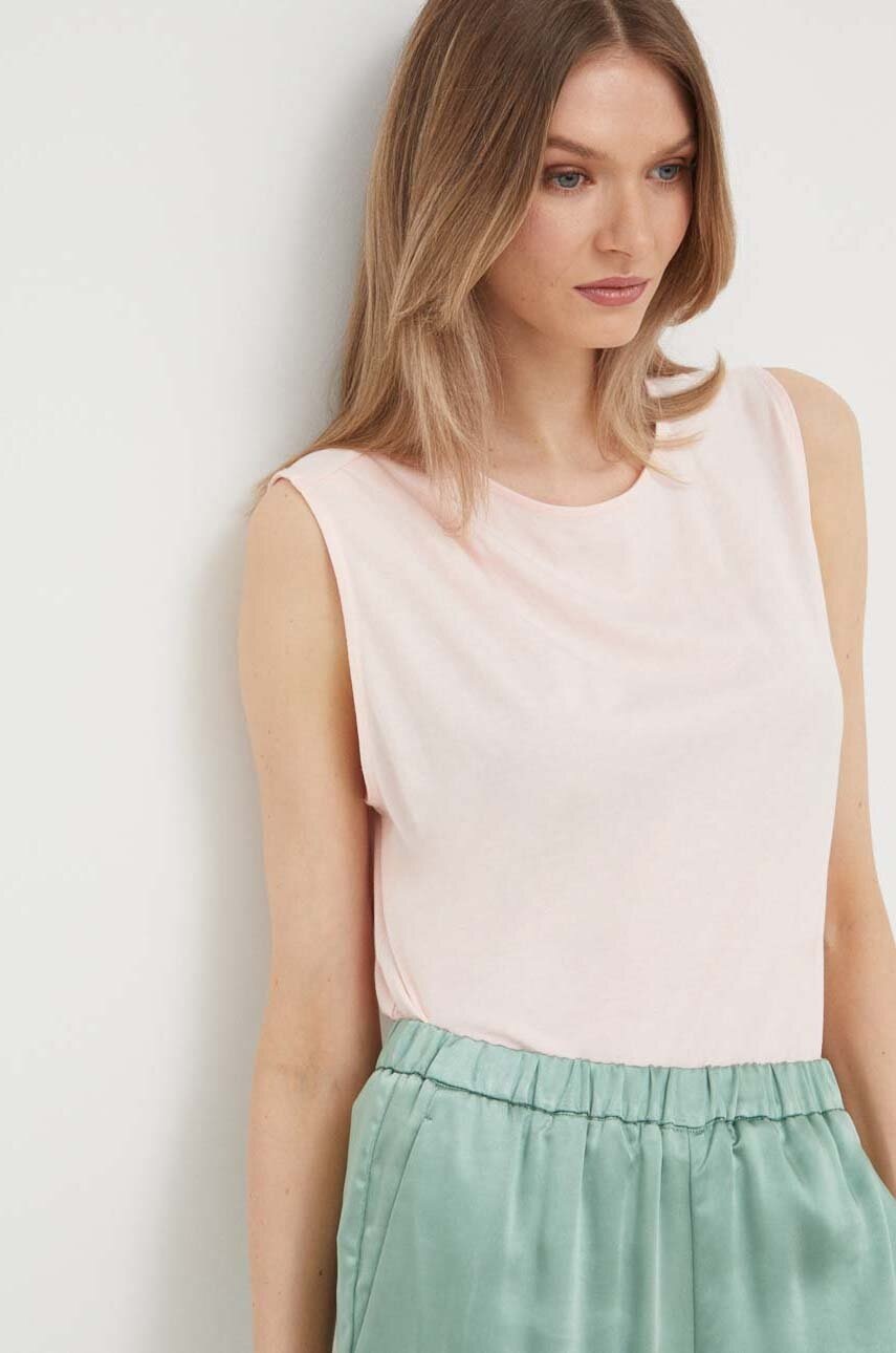 

Бавовняний топ United Colors of Benetton колір рожевий