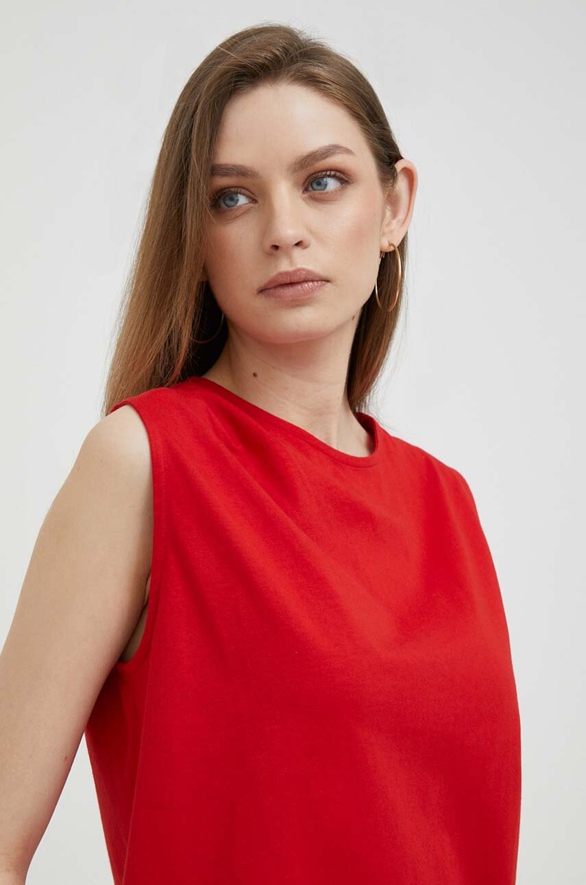 

Памучен топ United Colors of Benetton в червено, Червен