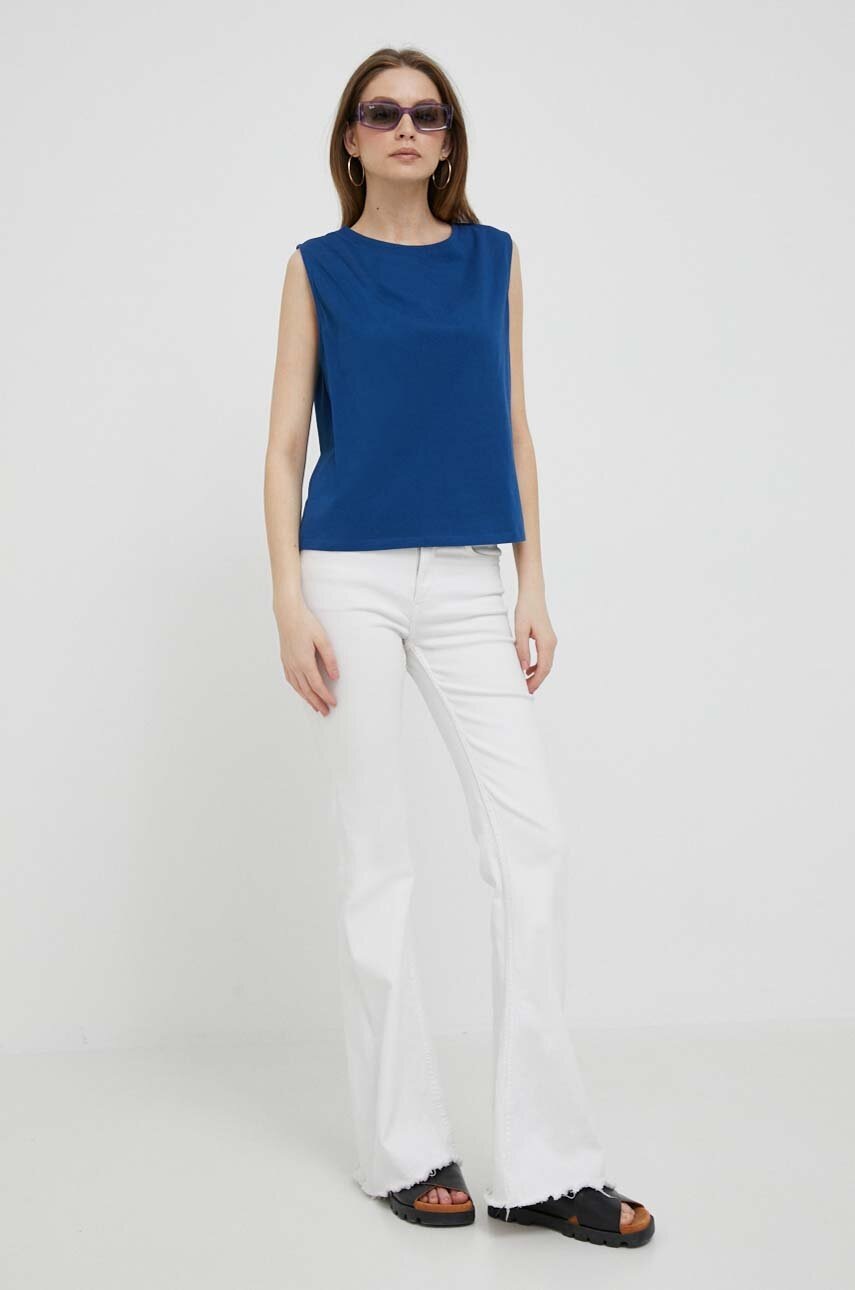 

Бавовняний топ United Colors of Benetton колір синій