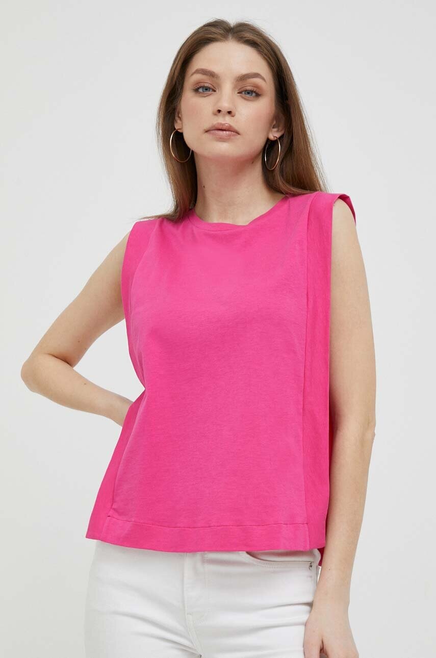 

Бавовняний топ United Colors of Benetton колір рожевий