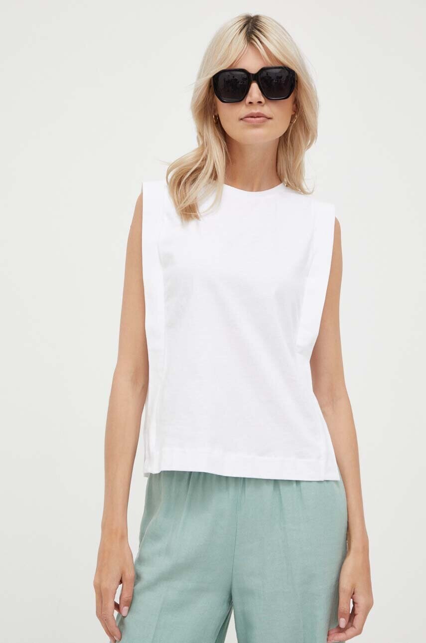 

Бавовняний топ United Colors of Benetton колір білий
