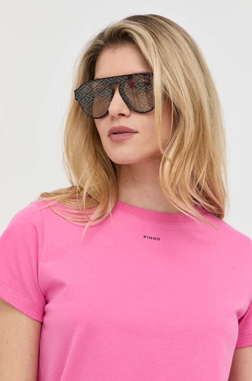 

Хлопковая футболка Pinko цвет фиолетовый
