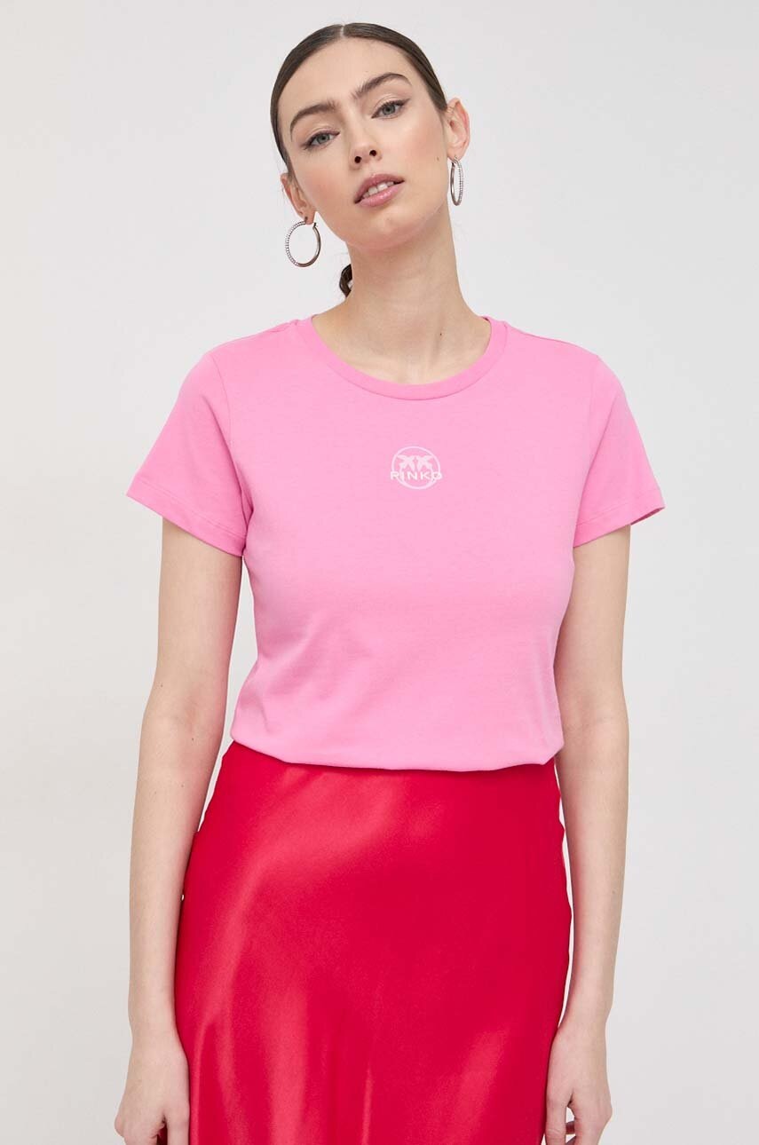 

Хлопковая футболка Pinko цвет розовый