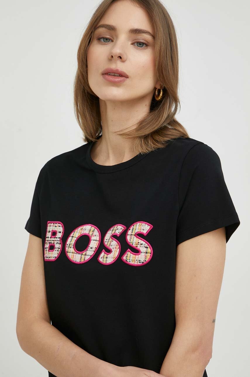 

Футболка BOSS жіночий колір чорний