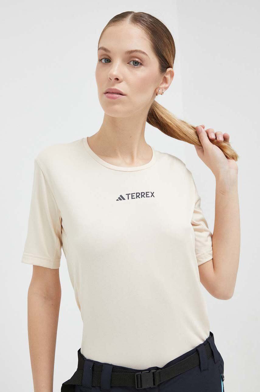 Levně Sportovní tričko adidas TERREX Multi béžová barva