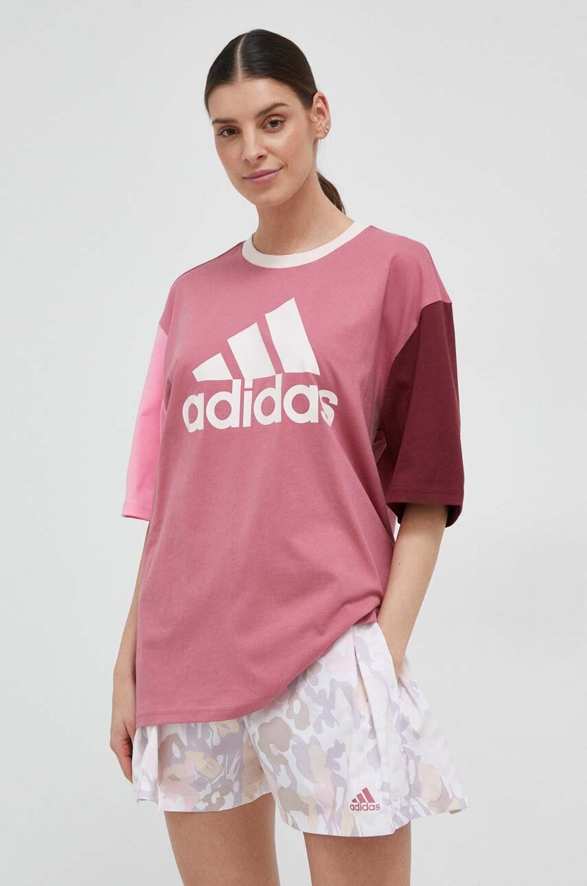 

Бавовняна футболка adidas колір рожевий