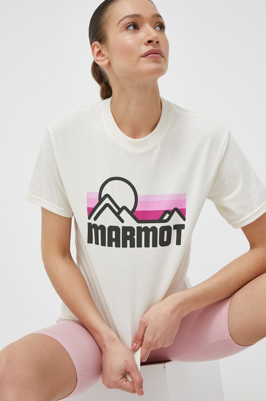 Marmot tricou femei, culoarea bej answear.ro