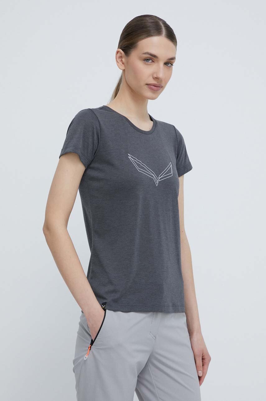 Αθλητικό μπλουζάκι Salewa Pure Eagle Frame χρώμα: μαύρο φωτογραφία