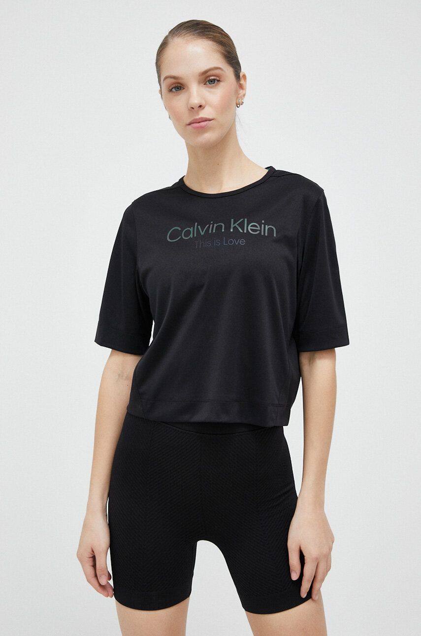 Tréninkové tričko Calvin Klein Performance Pride černá barva - černá -  100 % Polyester