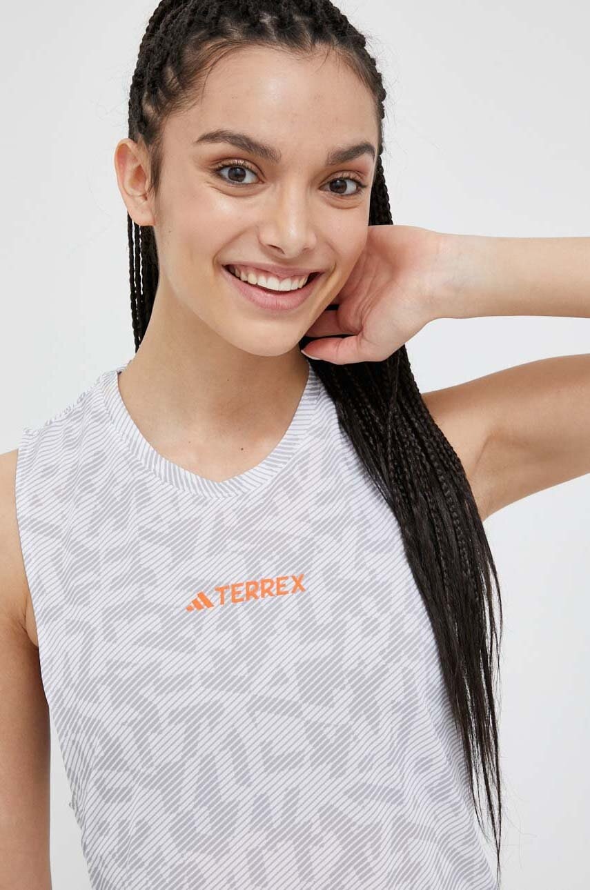 Levně Sportovní top adidas TERREX Agravic dámský, bílá barva