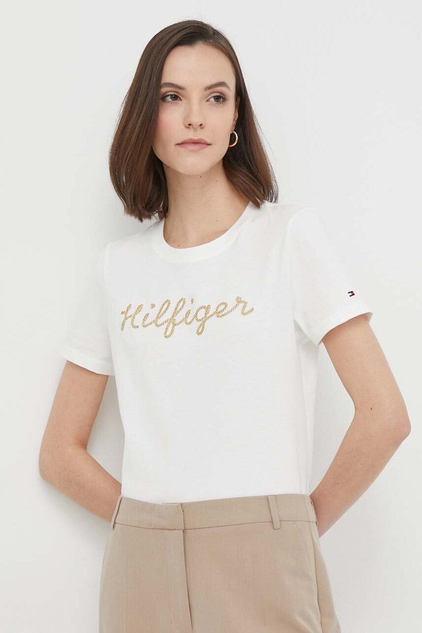 

Бавовняна футболка Tommy Hilfiger колір білий